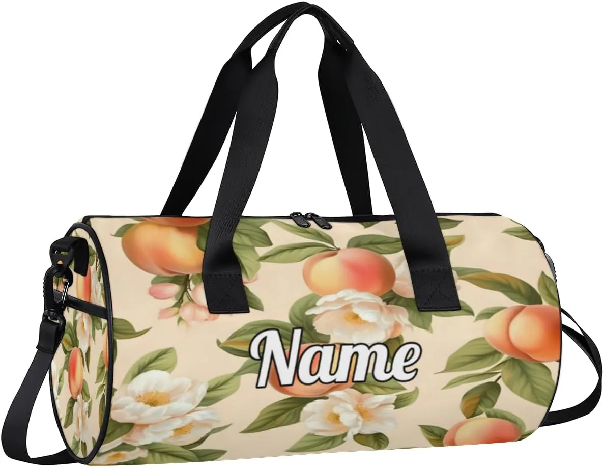 Custom Dance Duffel Bag Sport Backpacks Gyms and Weekend Overnight Travel Duffle Bag Birthday Christmas Halloween Waterproof, Cartoon Peach Prints