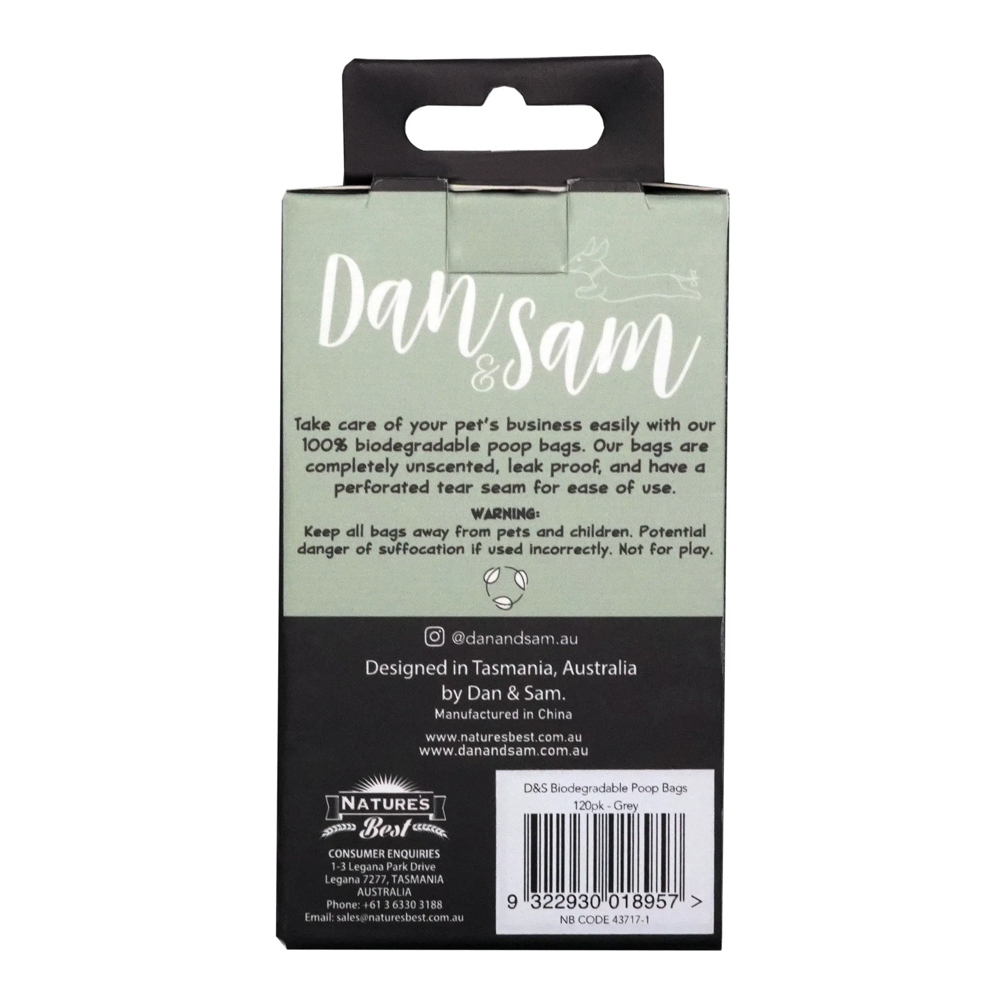 Dan & Sam - Biodegradable Poop Bags (Grey) (120pk)