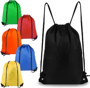 Drawstring Backpack 6Pcs Drawstring Gym Bags Black Draw String Bags Backpack for Sports, Gym, Travel, Swimming, Beach (6 Colors)