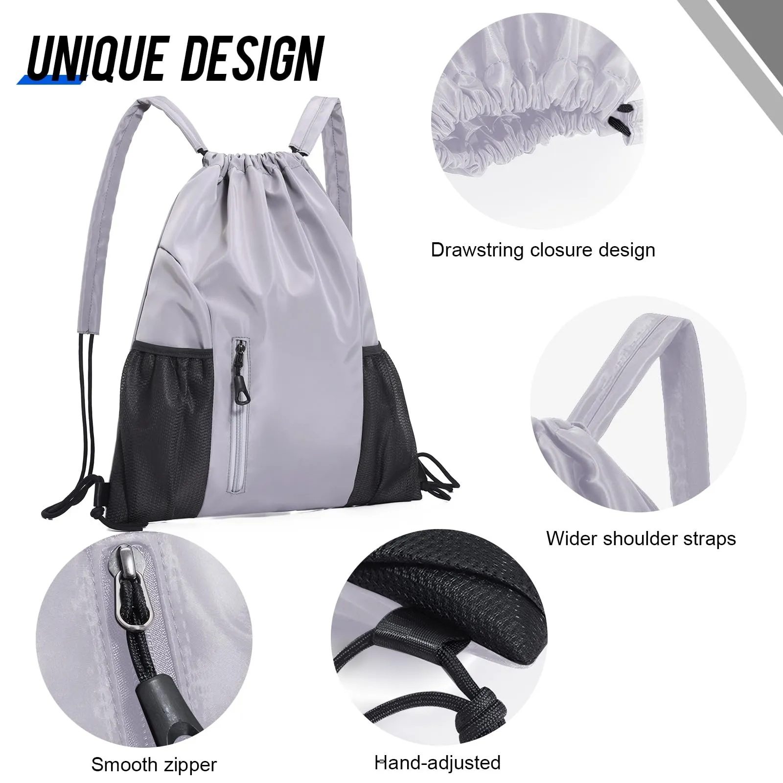 Drawstring Backpack Large Capacity Gym Bag, Waterproof Nylon Sports Bag