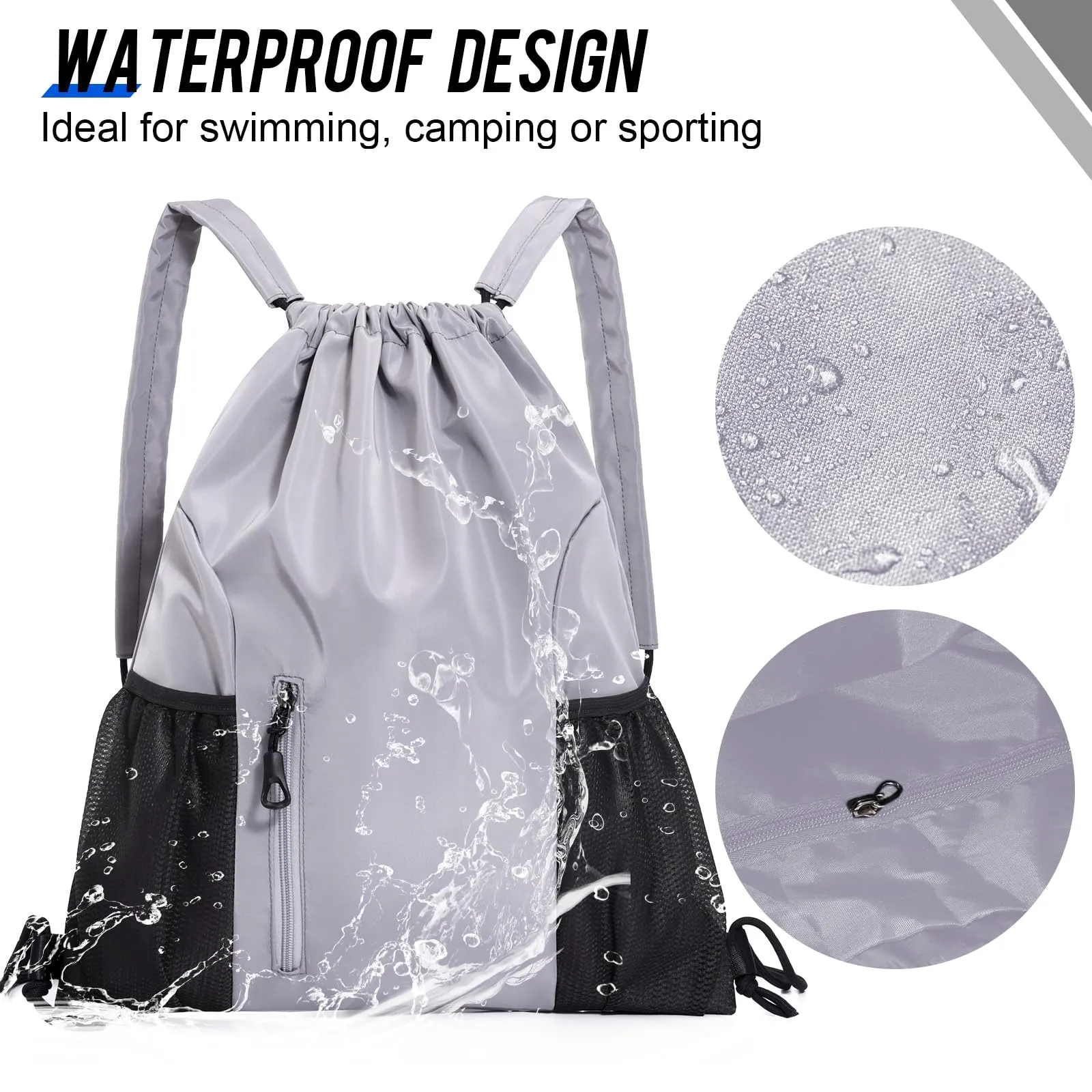 Drawstring Backpack Large Capacity Gym Bag, Waterproof Nylon Sports Bag