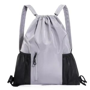 Drawstring Backpack Large Capacity Gym Bag, Waterproof Nylon Sports Bag