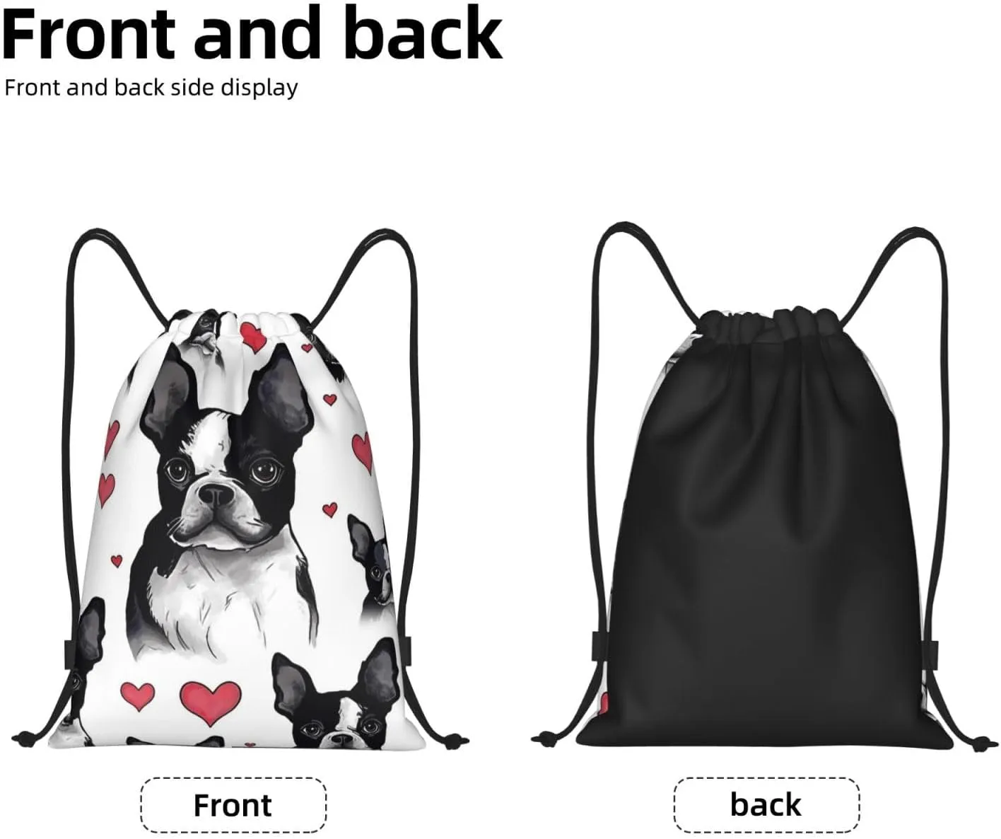 Drawstring Backpack Waterproof String Bag Boston Terrier Dog Sport Gym Sackpack Lightweight Cinch Bag