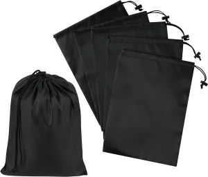 Drawstring Bag with Toggle - Nylon Cinch and Ditty Pouch - Six Pack (Black, 8 X 11 Inch)