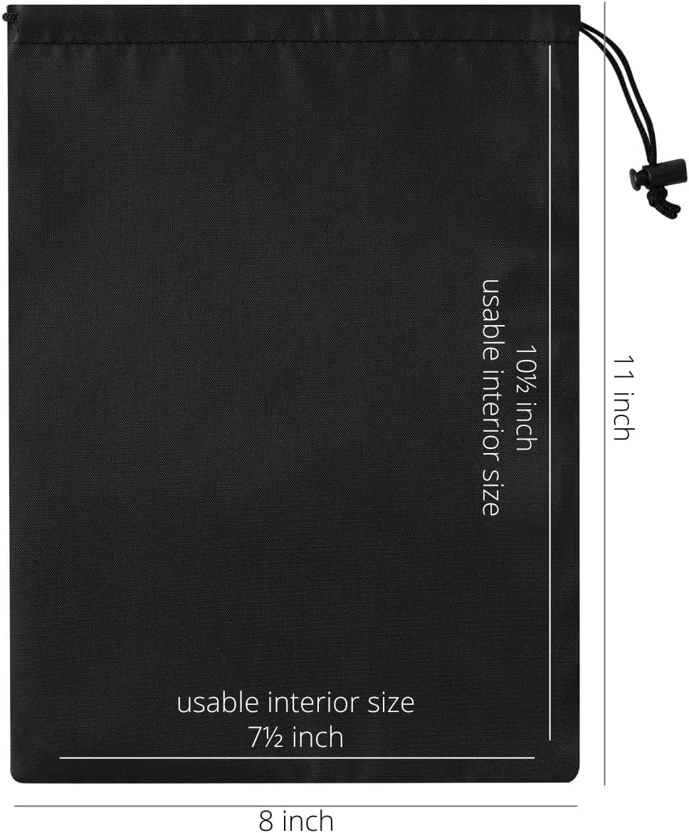 Drawstring Bag with Toggle - Nylon Cinch and Ditty Pouch - Six Pack (Black, 8 X 11 Inch)