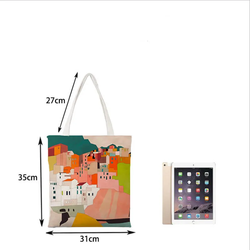 Eco Cancas Landspace Printed Handbag