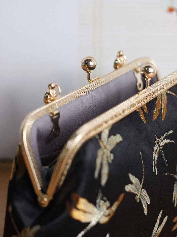 Elegant Hand-made Chinese Style Cheongsam bag, Dinner bag, Party Clutches with dragonfly