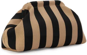 Emprier Dumpling Clutch Purse for Women Casual Woven Crochet Handbags Colorblock Clutch Summer Beach Bag
