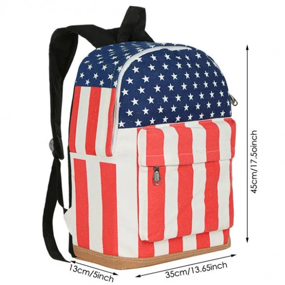Fashion Unisex Canvas Punk School Book Campus Bag Backpack UK US Flag