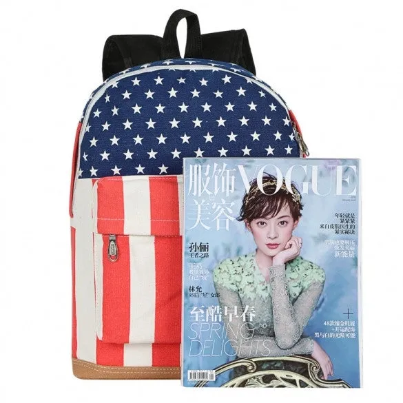 Fashion Unisex Canvas Punk School Book Campus Bag Backpack UK US Flag