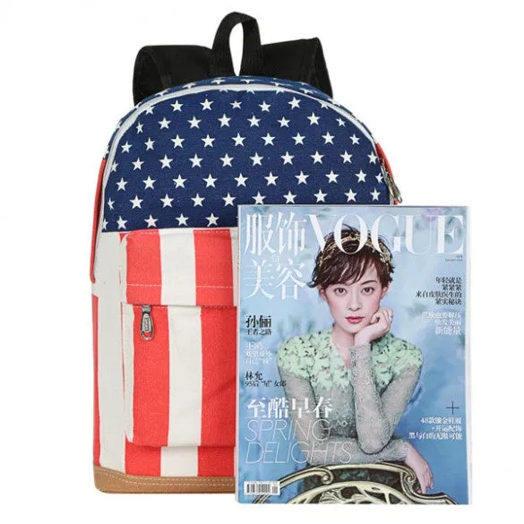 Fashion Unisex Canvas Punk School Book Campus Bag Backpack UK US Flag