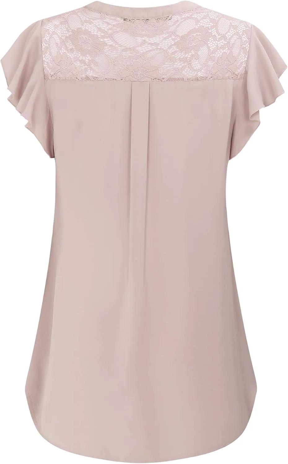 Gaharu Women's Notch V Neck Short Sleeve Chiffon Shirts Casual Lace Blouse Top