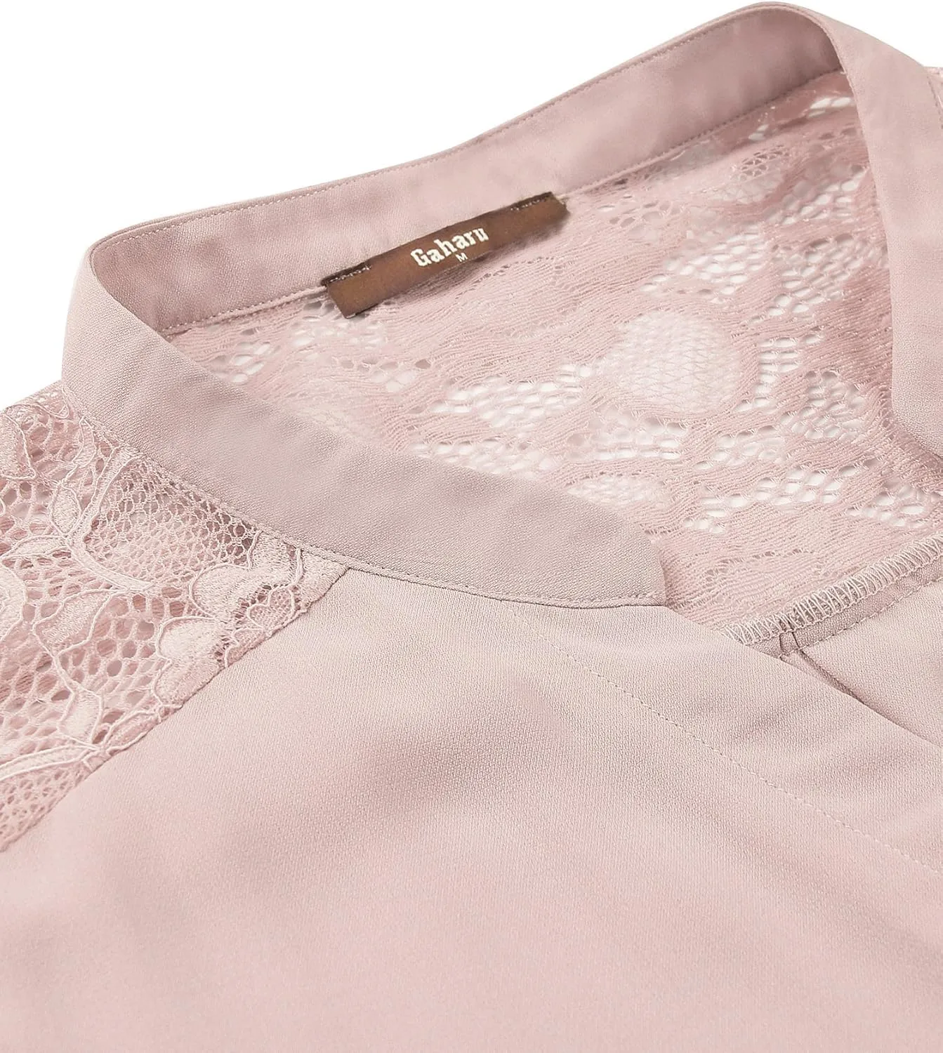 Gaharu Women's Notch V Neck Short Sleeve Chiffon Shirts Casual Lace Blouse Top