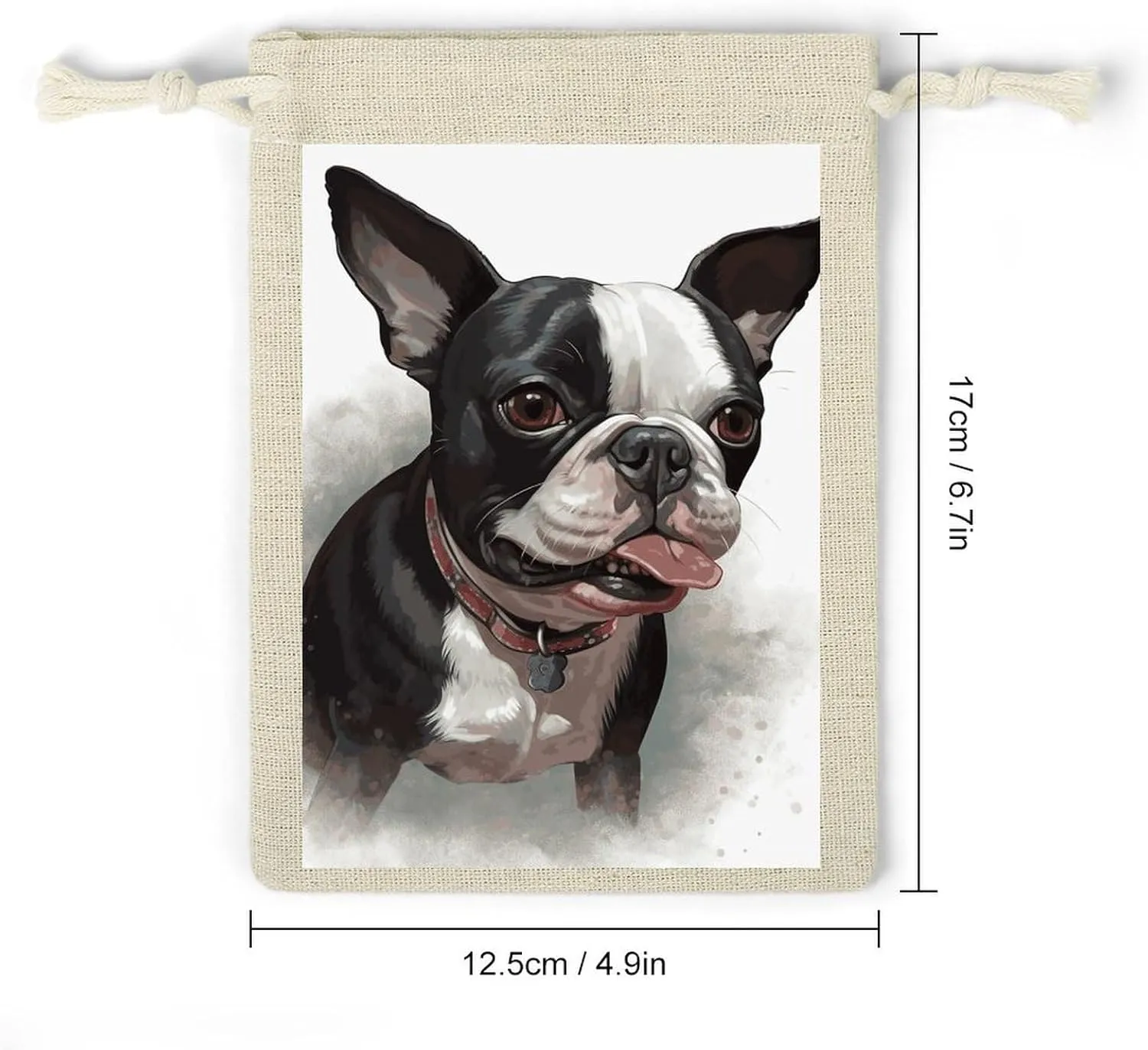 GHBNK Boston Terrier Burlap Bags 8PC Drawstring Bags Small Burlap Gift Pouches for Jewelry,Travel Storage