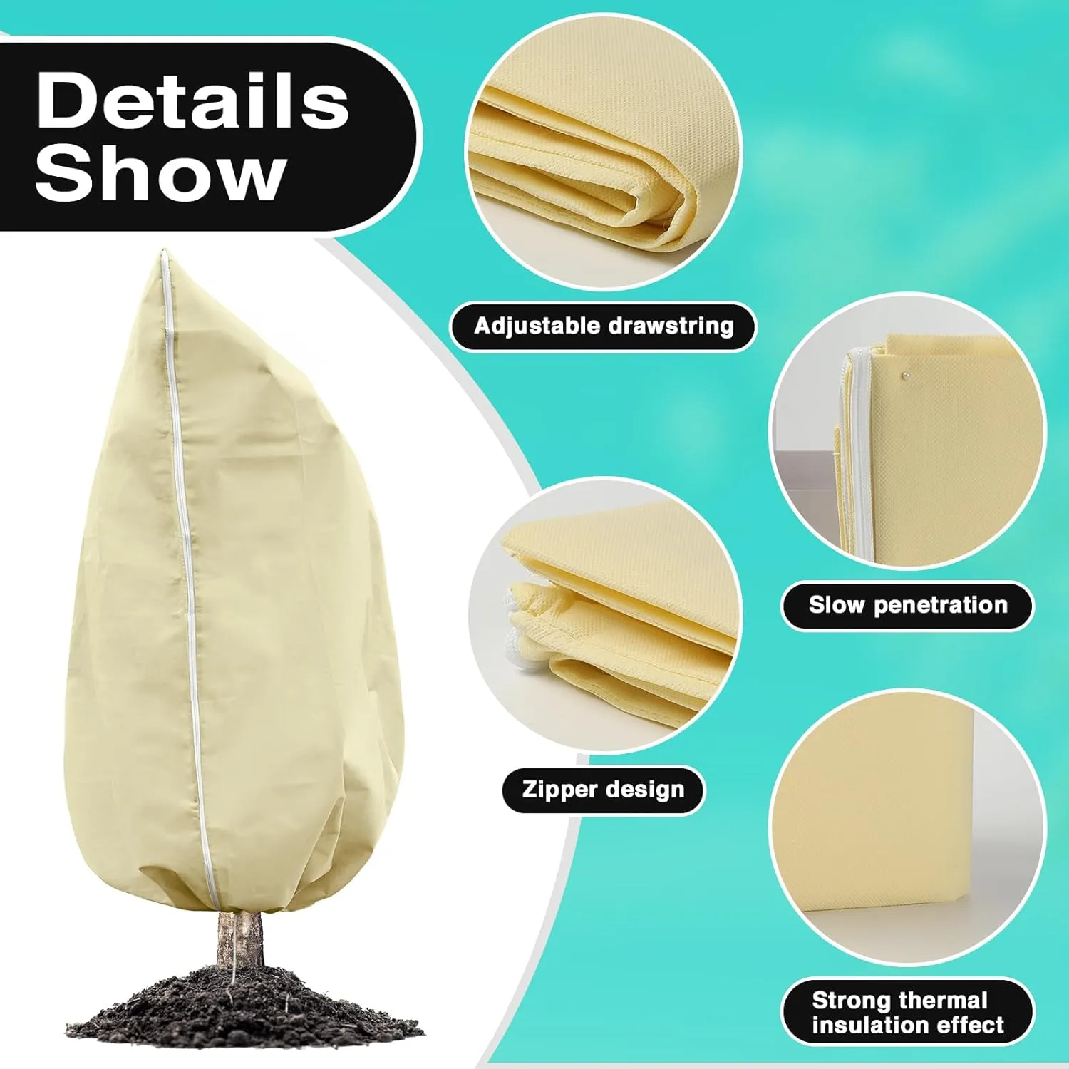 GonLei 2 Packs Plant Covers Freeze Protection 31.7" X 47.7" Winter Cold Frost Blankets for Plants with Zipper Drawstring Reusable Frost Cloth Plant Freeze Protection Shrub Jacket Tree Cover Bags