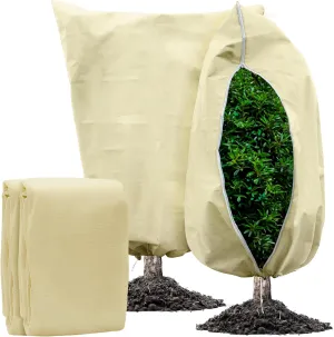 GonLei 2 Packs Plant Covers Freeze Protection 31.7" X 47.7" Winter Cold Frost Blankets for Plants with Zipper Drawstring Reusable Frost Cloth Plant Freeze Protection Shrub Jacket Tree Cover Bags