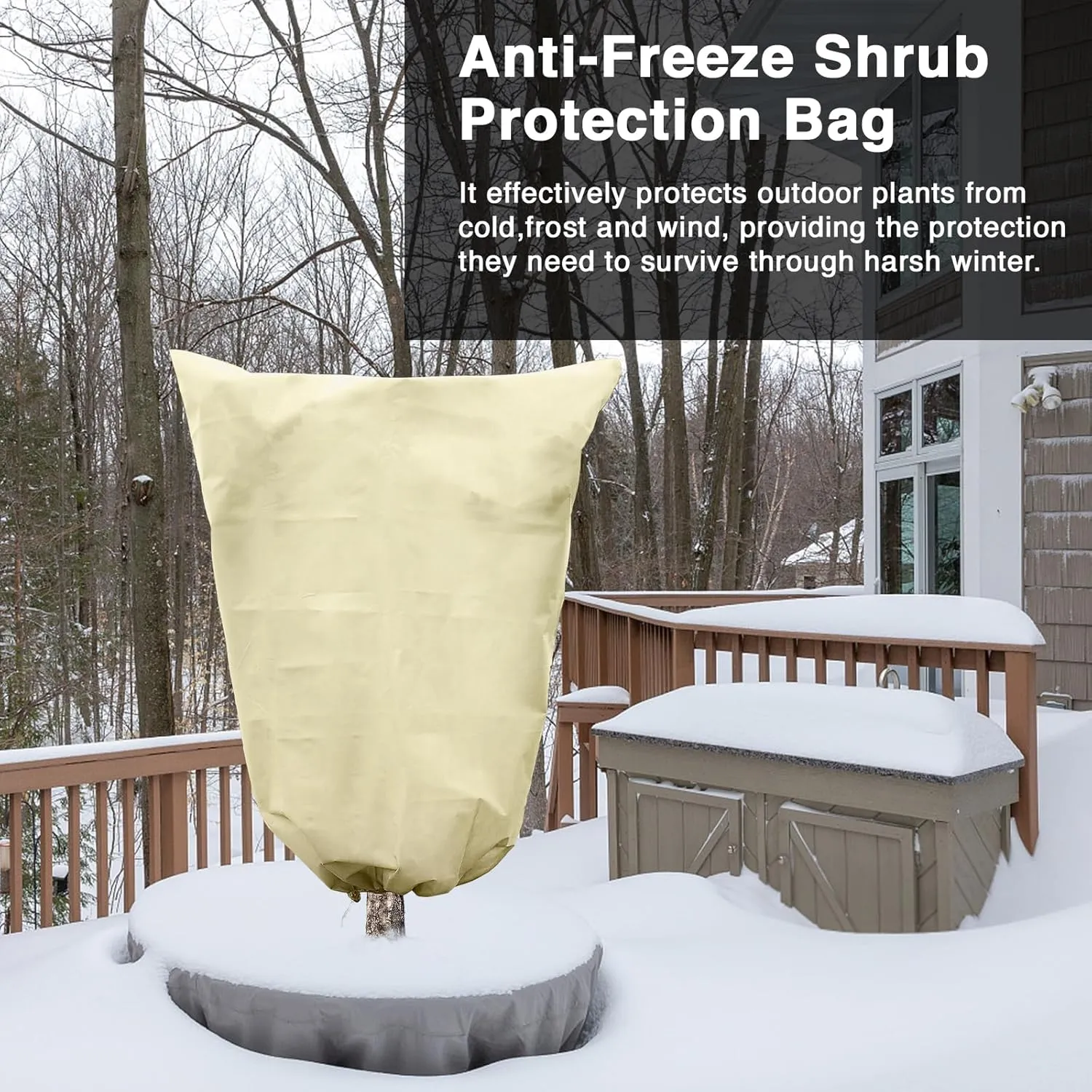 GonLei 2 Packs Plant Covers Freeze Protection 31.7" X 47.7" Winter Cold Frost Blankets for Plants with Zipper Drawstring Reusable Frost Cloth Plant Freeze Protection Shrub Jacket Tree Cover Bags