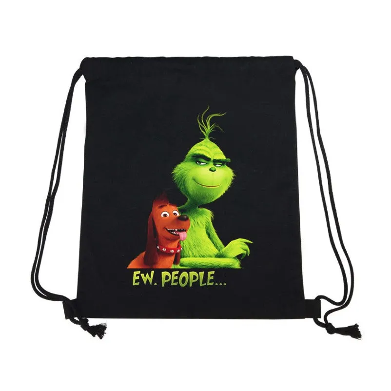 Grinch Backpack Drawstring Bags School Bags Gym Bag Travel Canvas Bag Funny Gifts