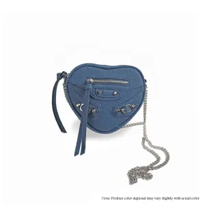 H-HEARTY HEART SHAPE CROSSBODY BAG - LIGHT DENIM