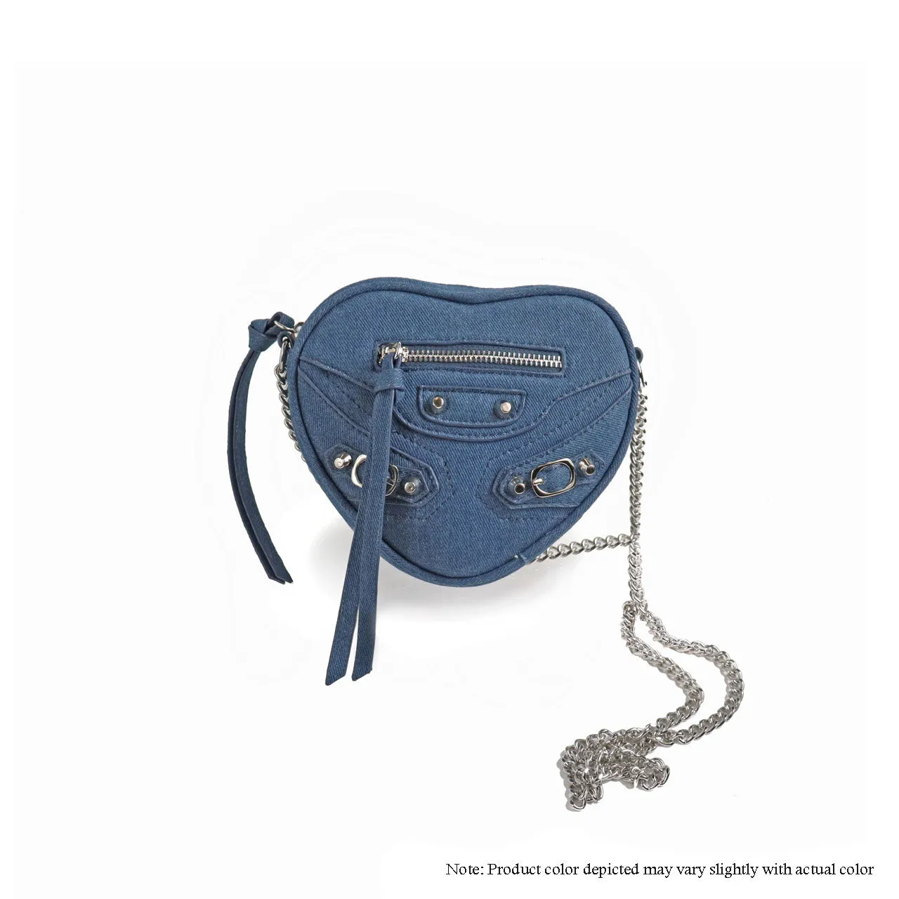 H-HEARTY HEART SHAPE CROSSBODY BAG - LIGHT DENIM