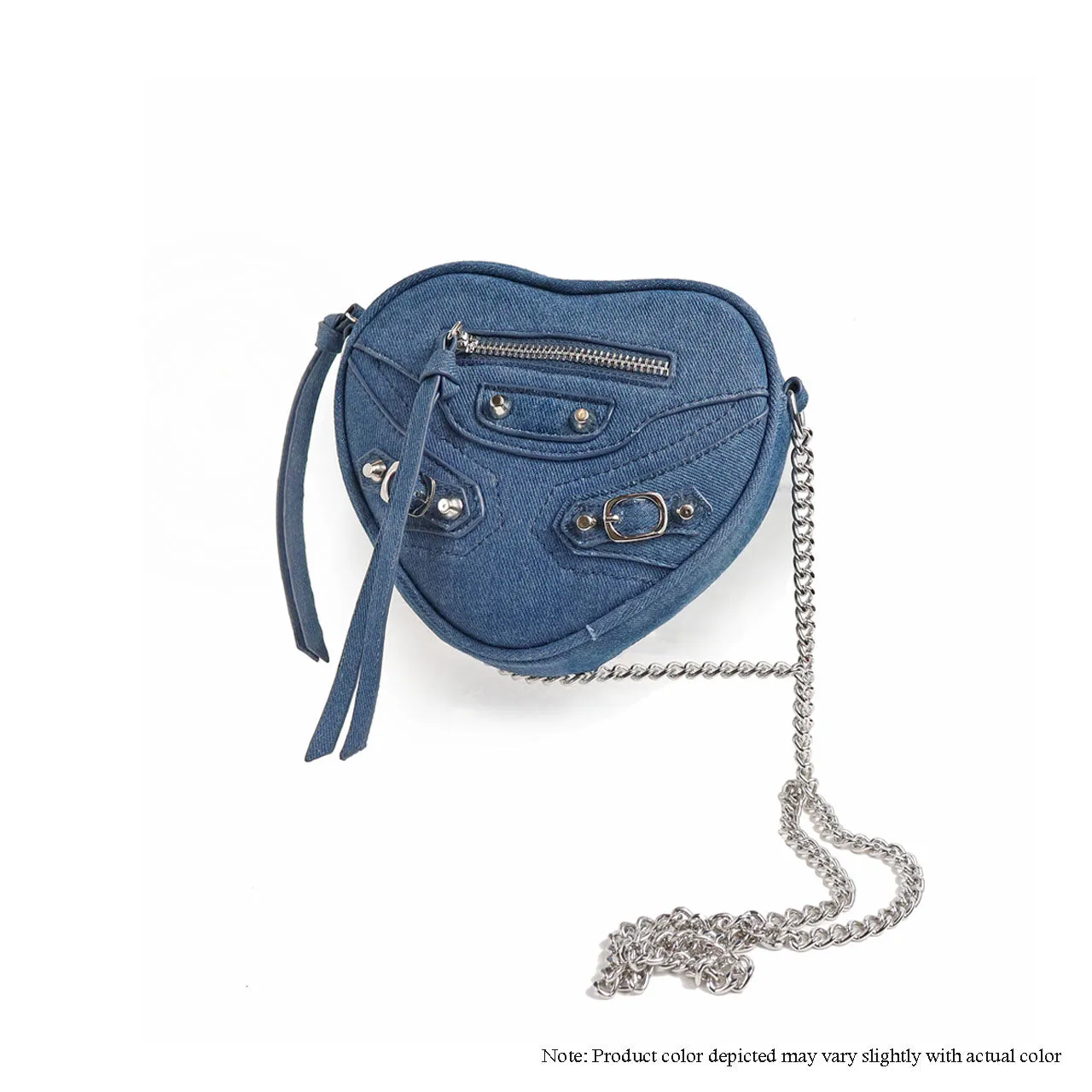 H-HEARTY HEART SHAPE CROSSBODY BAG - LIGHT DENIM