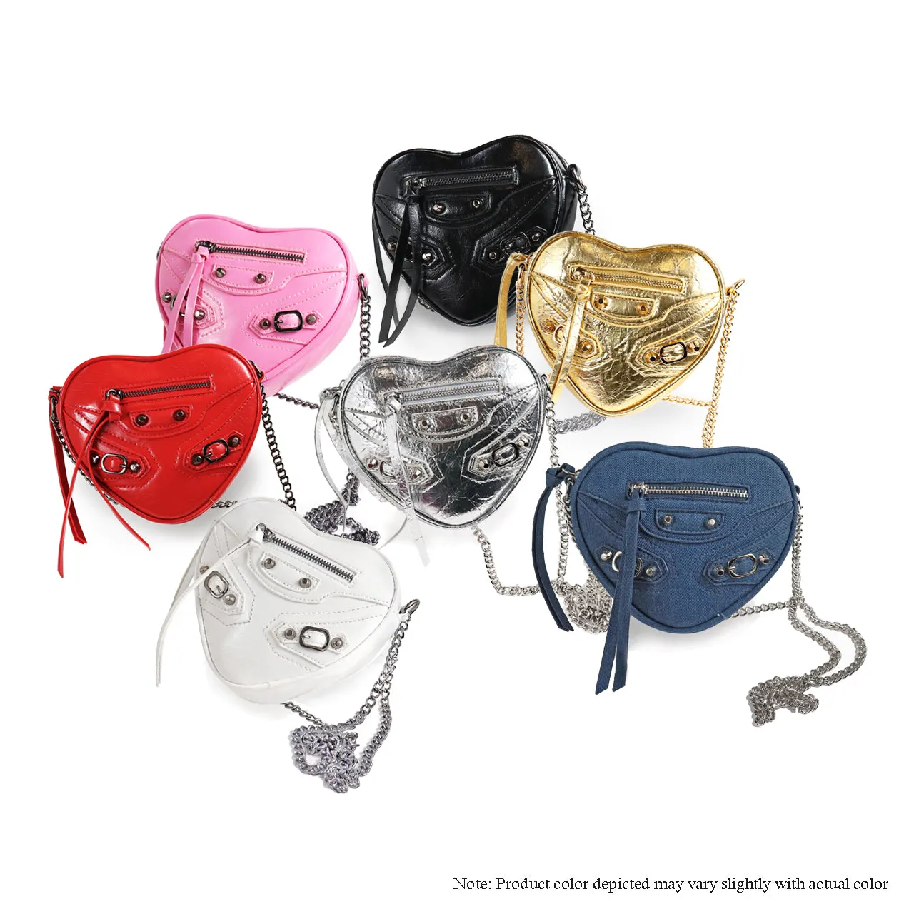 H-HEARTY HEART SHAPE CROSSBODY BAG - LIGHT DENIM