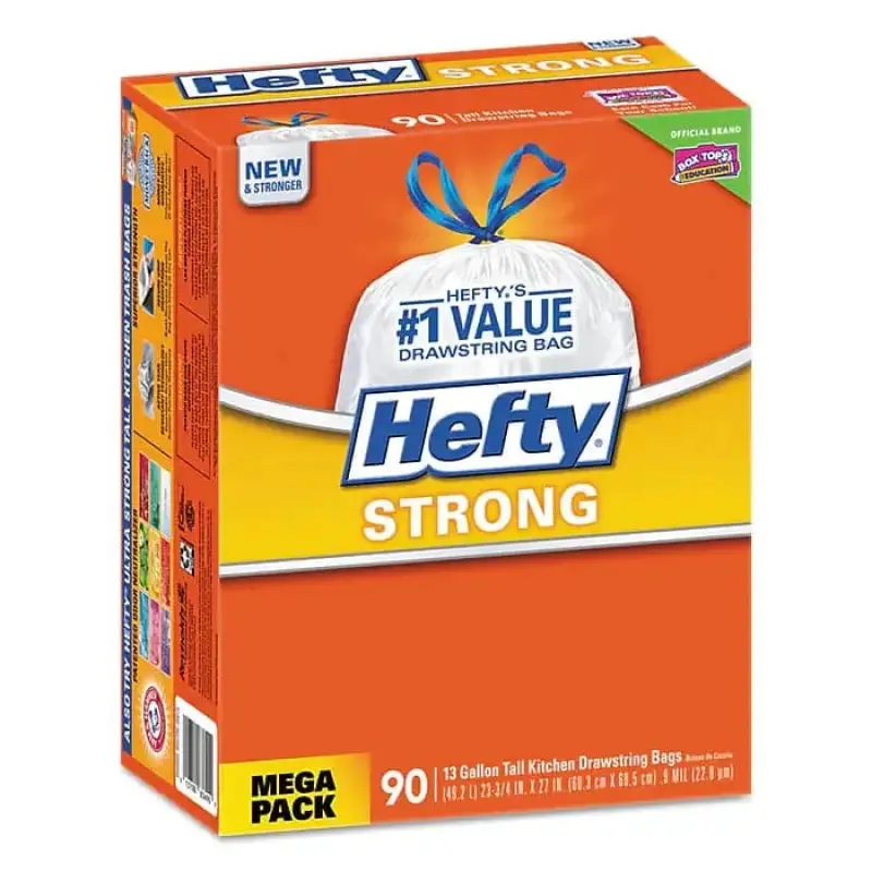 Hefty Strong 13 Gallon Kitchen Trash Bag White Low Density CRFPE84574