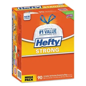 Hefty Strong 13 Gallon Kitchen Trash Bag White Low Density CRFPE84574