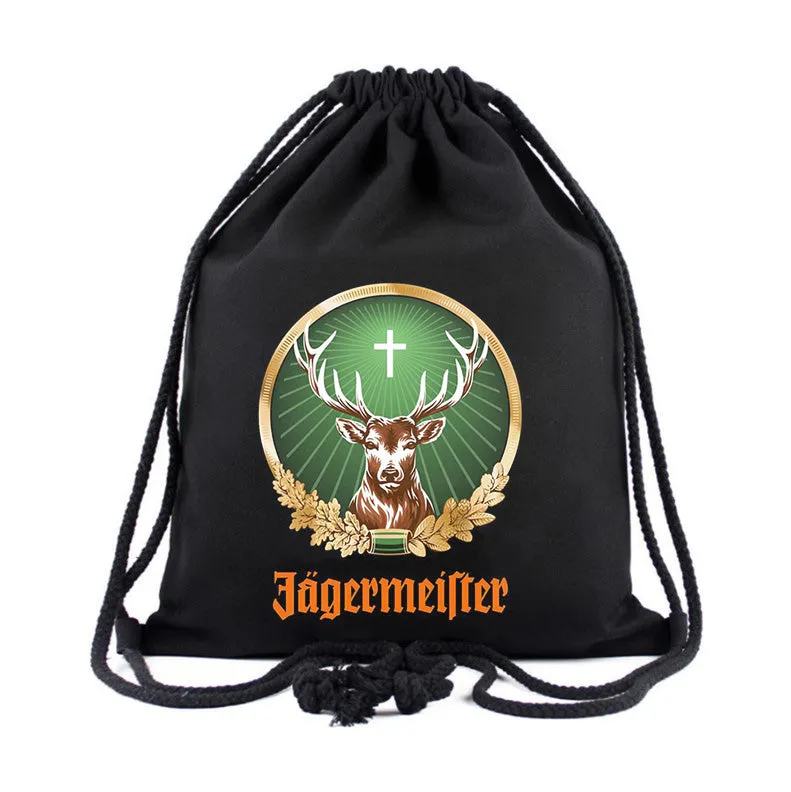 Jagermeister Cotton Student Backpack School Bag Shopping Drawstring Bags Gym bag