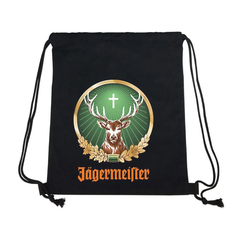 Jagermeister Cotton Student Backpack School Bag Shopping Drawstring Bags Gym bag