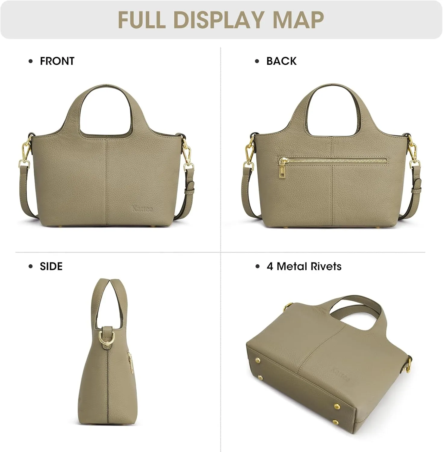 Kattee Leather Crossbody Bags for Women Cross Body Purses,Small Shoulder Tote Bag, Women's Satchel Handbags with Top Handle