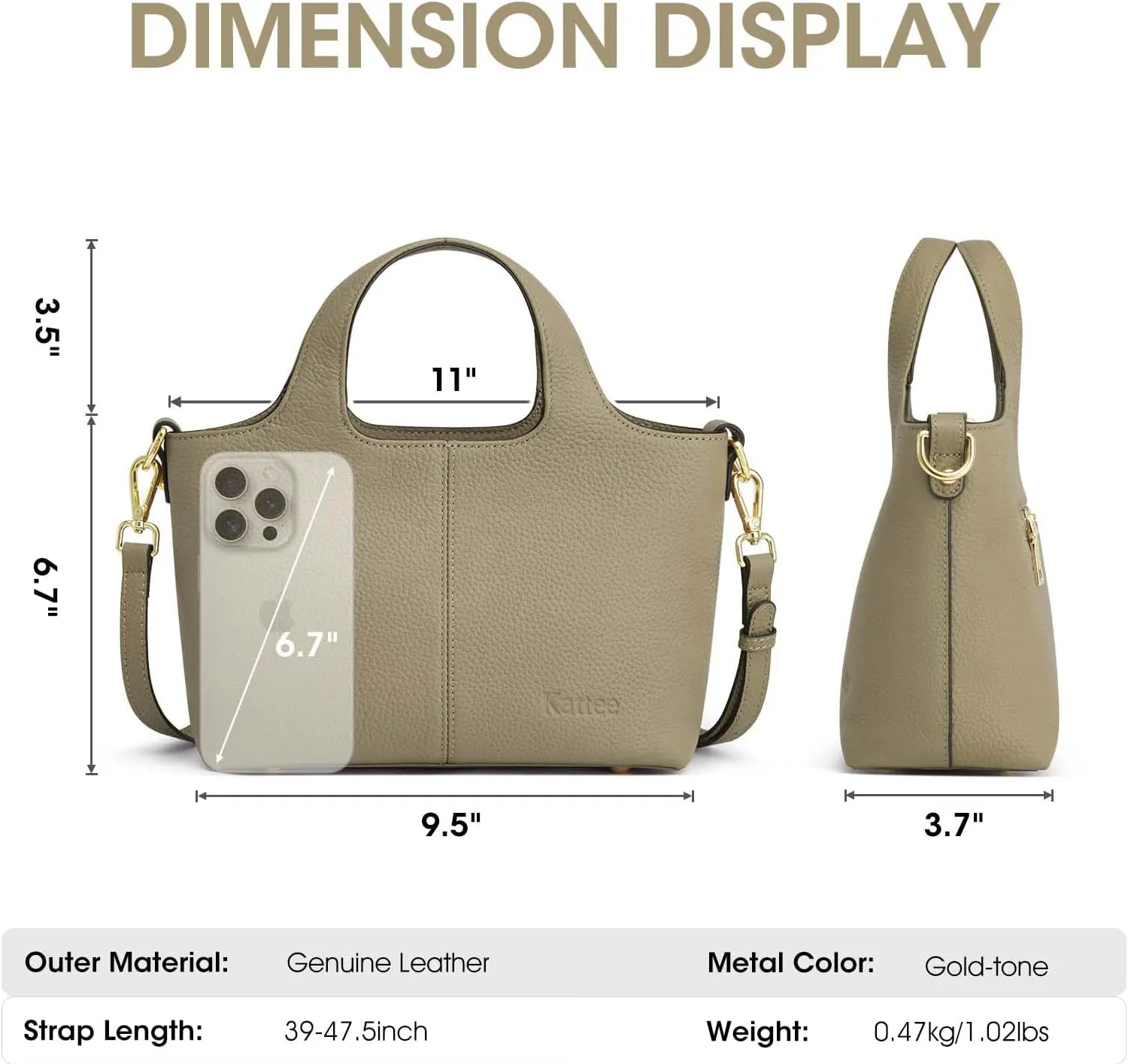 Kattee Leather Crossbody Bags for Women Cross Body Purses,Small Shoulder Tote Bag, Women's Satchel Handbags with Top Handle
