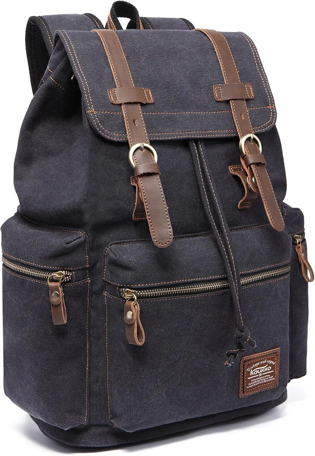 KAUKKO Vintage Casual Canvas and Leather Rucksack Backpack