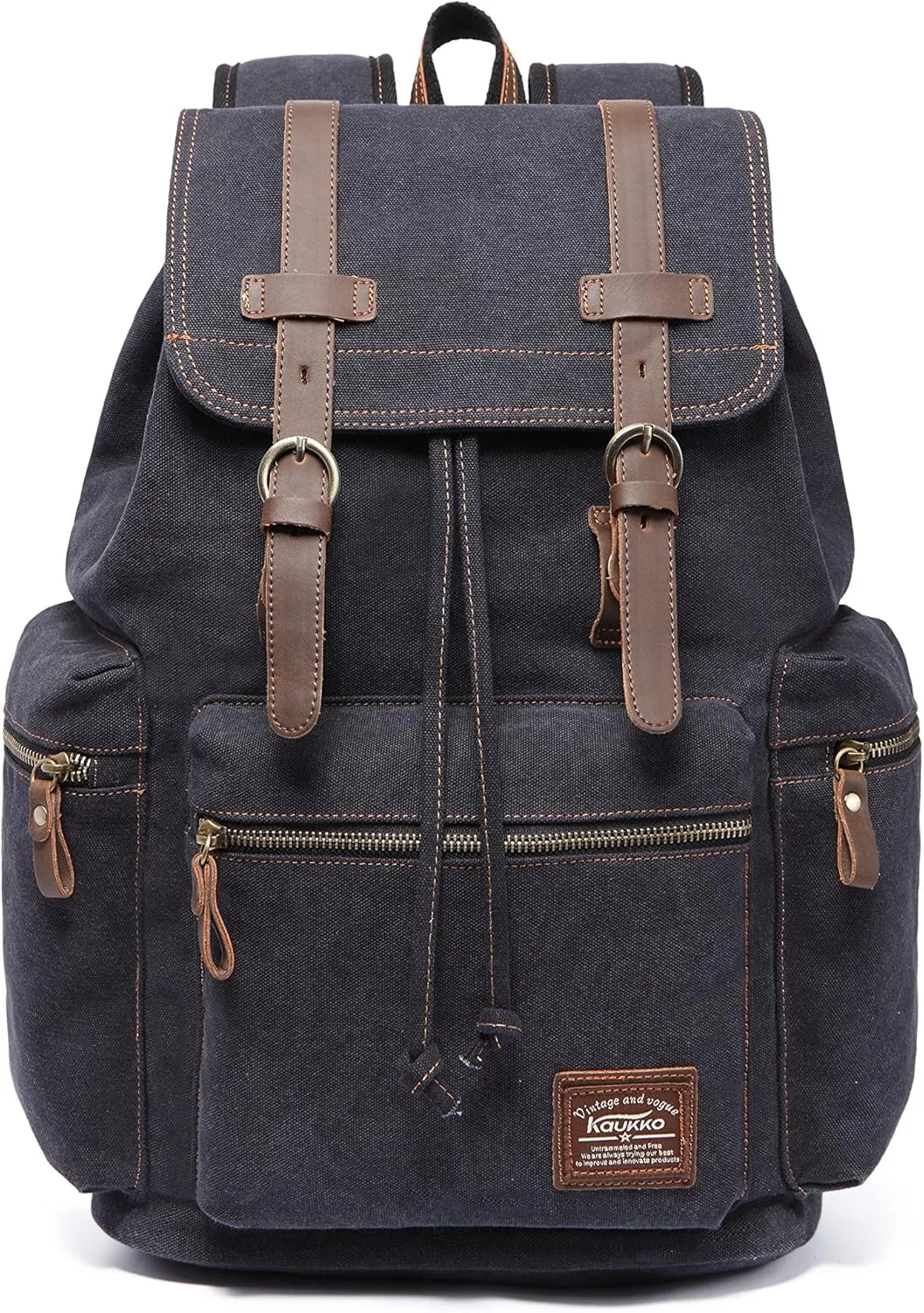 KAUKKO Vintage Casual Canvas and Leather Rucksack Backpack