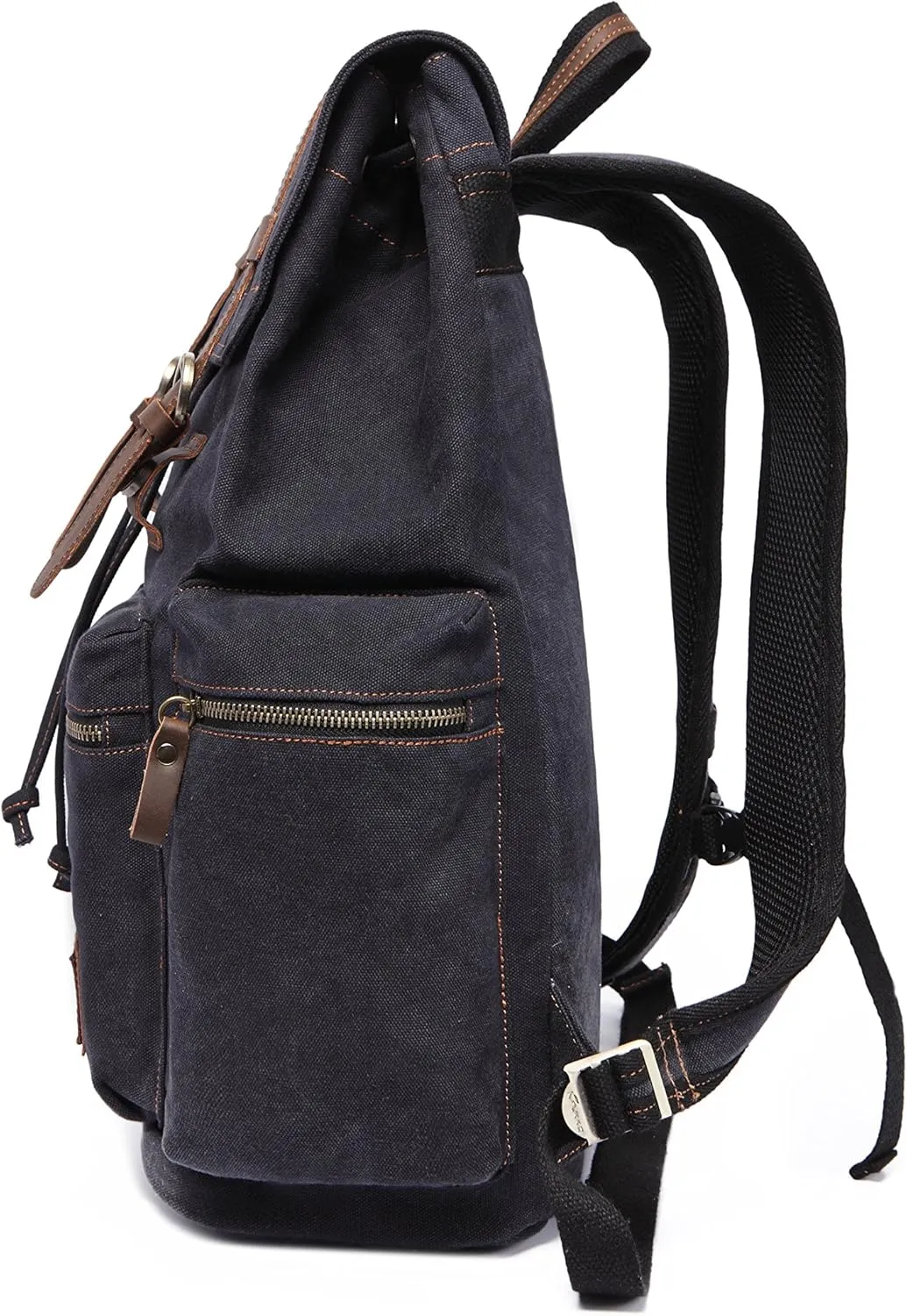 KAUKKO Vintage Casual Canvas and Leather Rucksack Backpack