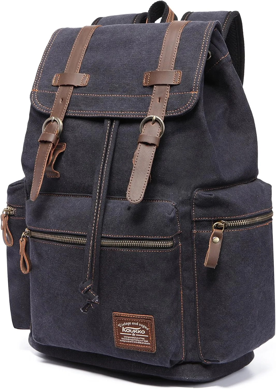 KAUKKO Vintage Casual Canvas and Leather Rucksack Backpack