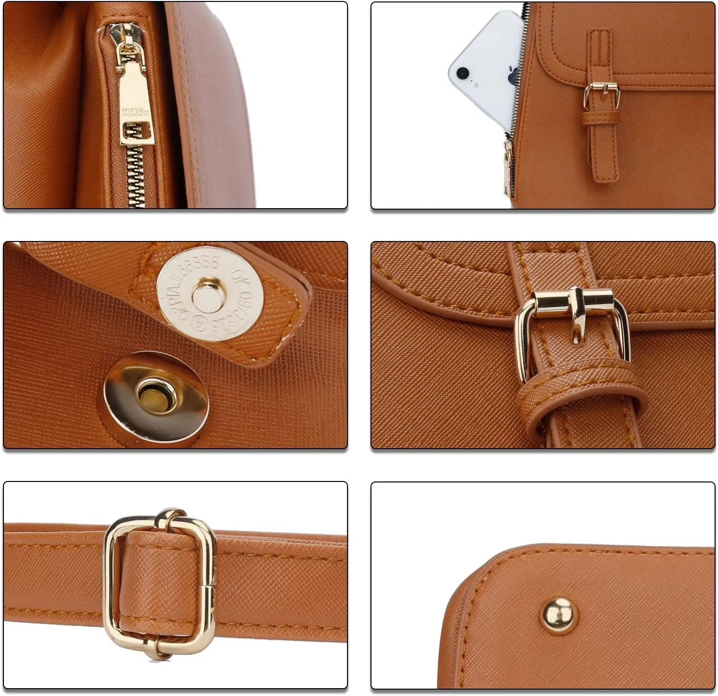KKXIU Stylish Small Teen Girls Backpack Bag for Women Synthetic Leather Mini Bookbag Purse with Multiple Pockets (a-brown)