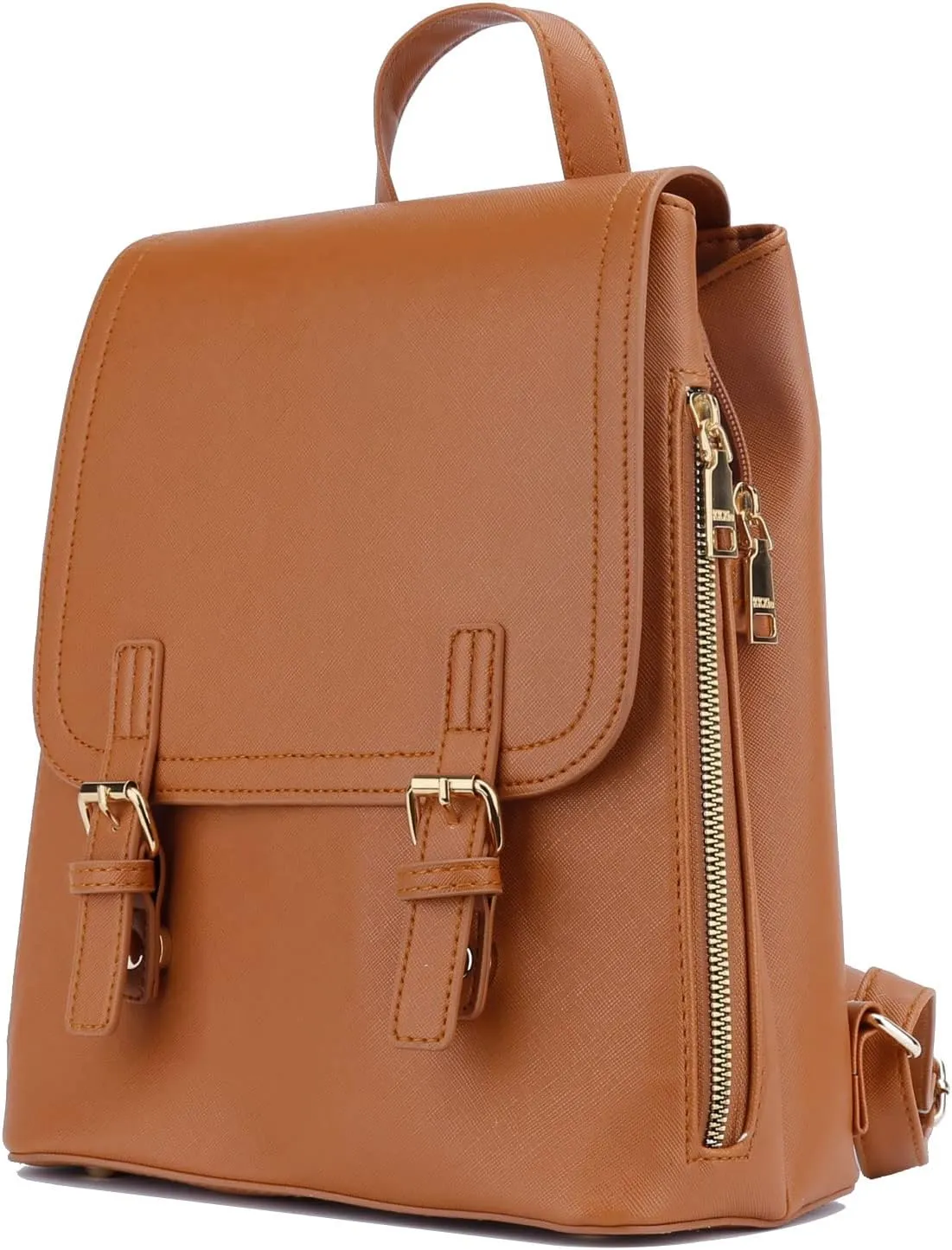KKXIU Stylish Small Teen Girls Backpack Bag for Women Synthetic Leather Mini Bookbag Purse with Multiple Pockets (a-brown)