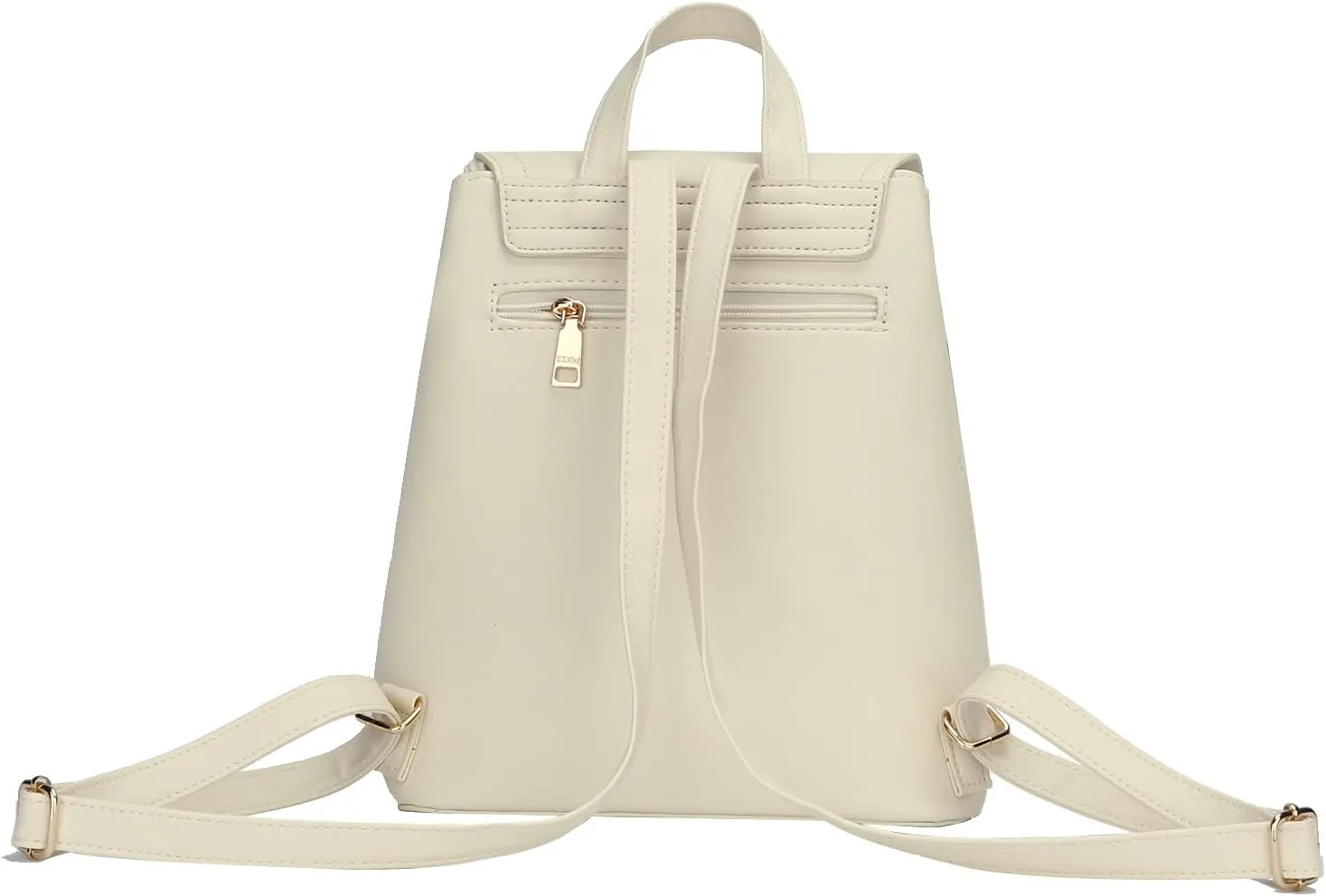 KKXIU Stylish Small Teen Girls Backpack Bag for Women Synthetic Leather Mini Bookbag Purse with Multiple Pockets (a-cream white)