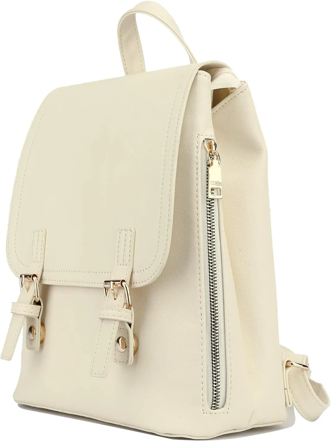KKXIU Stylish Small Teen Girls Backpack Bag for Women Synthetic Leather Mini Bookbag Purse with Multiple Pockets (a-cream white)