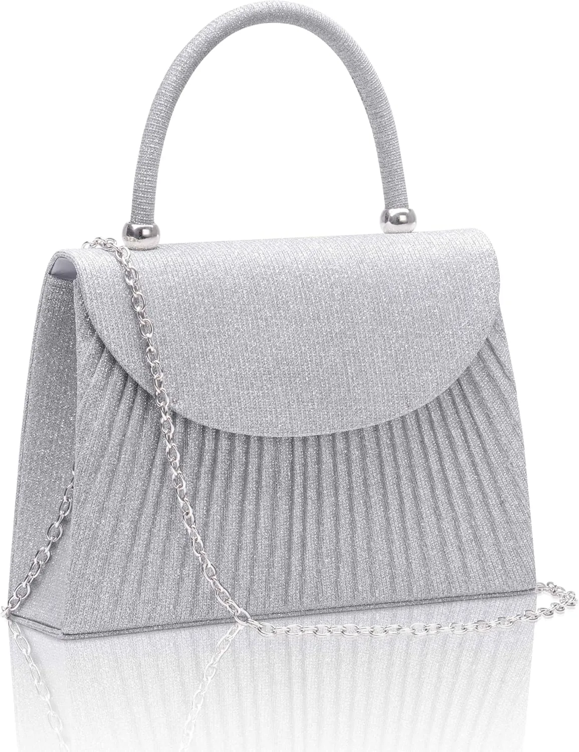 Larcenciel Women's Evening Handbags, Glitter Top Handle Evening Clutch Purse w/Chain for Party Prom Wedding Cocktail Club