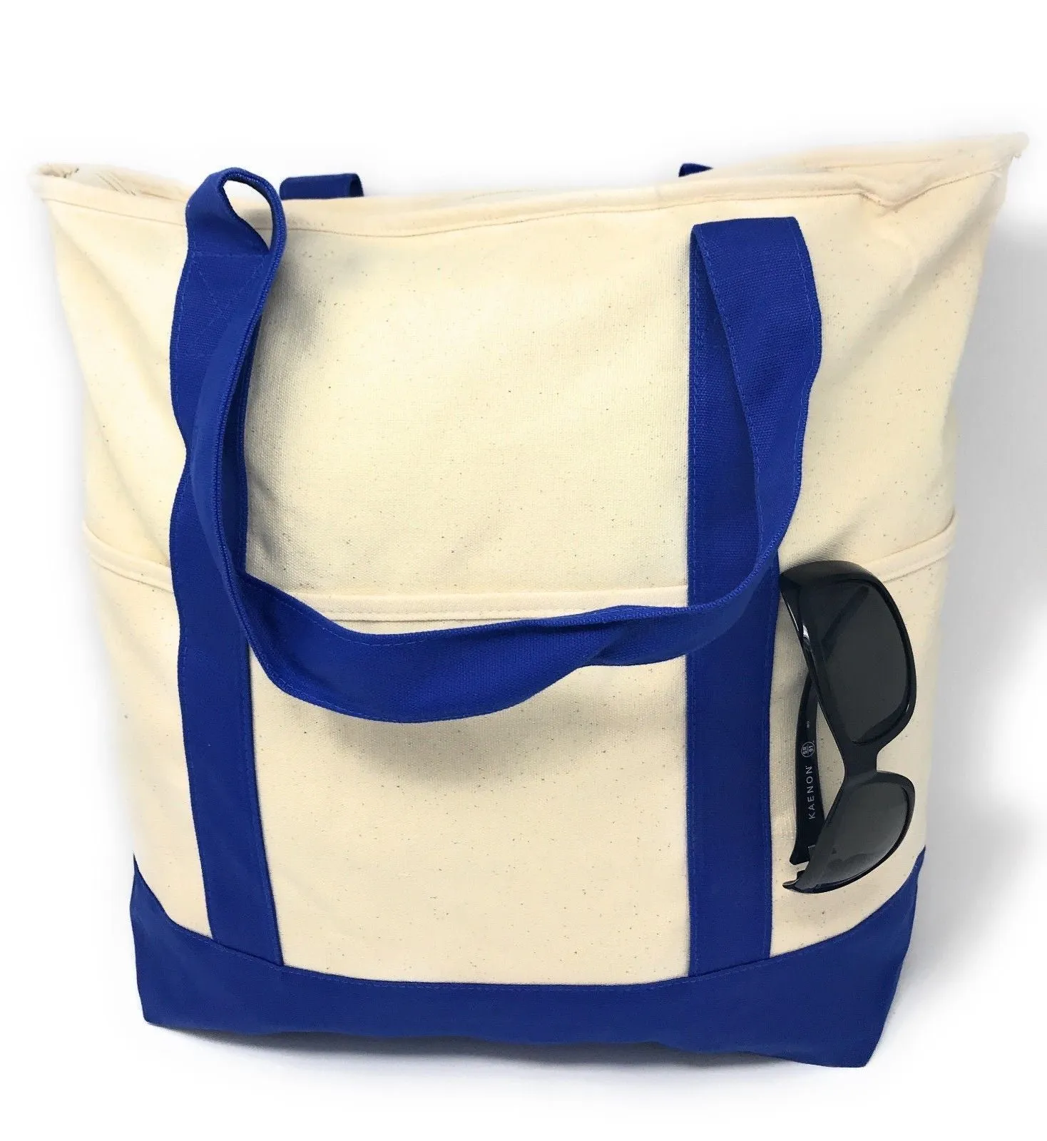 Large 20inch Cotton Canvas Reusable Grocery Shopping Tote Bags Zippered Travel