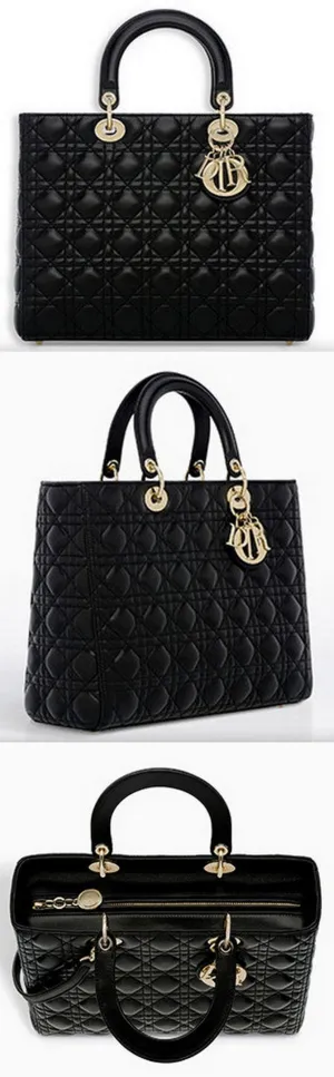 Large Lady Dior Bag, Black