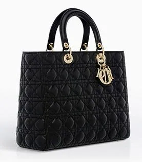 Large Lady Dior Bag, Black