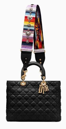 Large Supple Lady Dior Bag in Blue Moon or Black "Cannage"