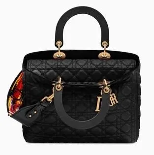 Large Supple Lady Dior Bag in Blue Moon or Black "Cannage"