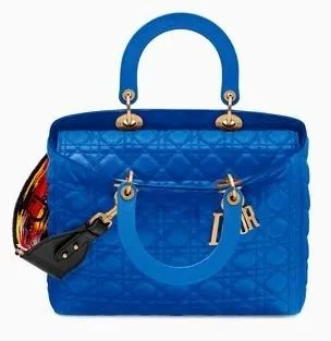 Large Supple Lady Dior Bag in Blue Moon or Black "Cannage"