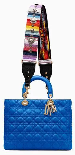 Large Supple Lady Dior Bag in Blue Moon or Black "Cannage"