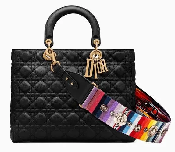 Large Supple Lady Dior Bag in Blue Moon or Black "Cannage"
