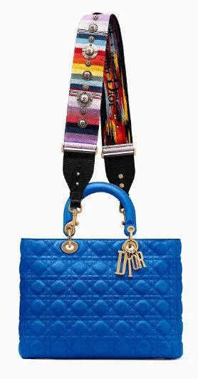 Large Supple Lady Dior Bag in Blue Moon or Black "Cannage"
